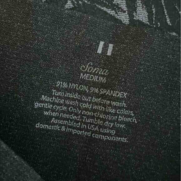 SOMA Black Grey Leaf Print Seamless Cropped Shapewear Leggings High Waisted Sz M - Picture 6 of 6